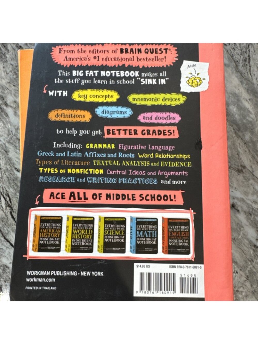 Big Fat Notebook Middle School Study Guides English American History World Scien - Picture 2 of 16
